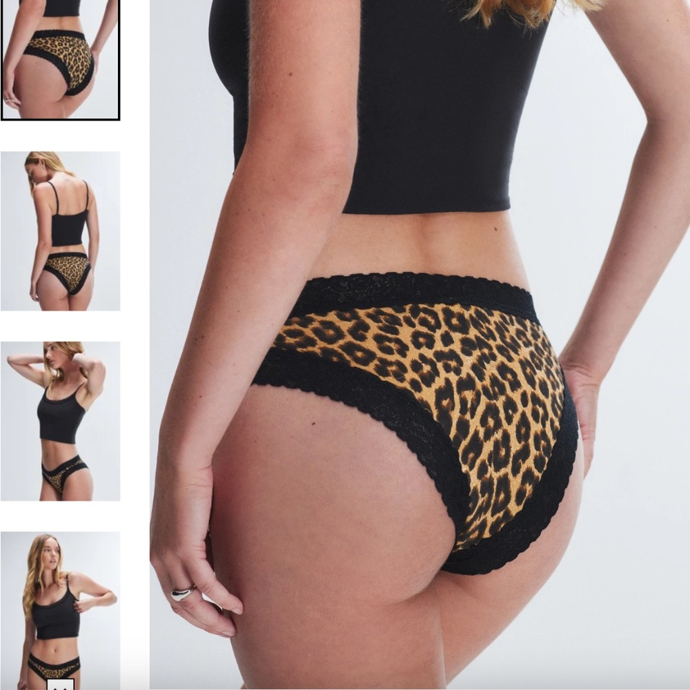 COTTON ESSENTIALS LACE-TRIM CHEEKY PANTY